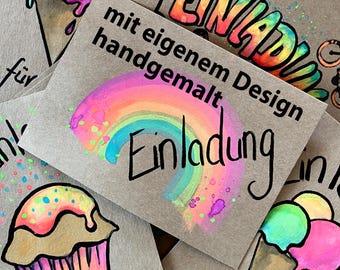 Uitnodigingskaart voor een kinderfeestje | ontwerp op maat | op bestelling gemaakt | A6-formaat | gepersonaliseerd | handgeschilderd | inclusief envelop | themafeest
