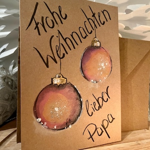 Weihnachtskarte Christbaumkugeln Glitzer