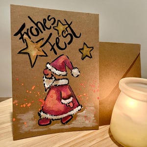 Weihnachtskarte Weihnachtsmann, personalisierbar, handgemalt
