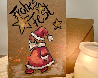 Christmas card | Santa Claus | Merry Christmas | Greeting card | Invitation card | Personalized, hand-painted