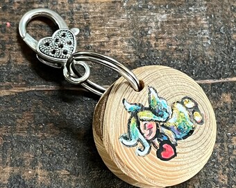 Guardian Angel Keychain | Wooden Pendant | Hand-painted | Personalized | Angel with Heart | Personalized Gift