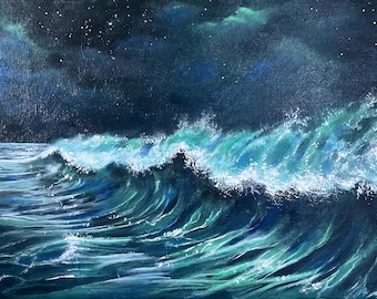 Canvas | Painting | Wave | Acrylic painting | Art | Hand-painted | Sea | Wall decor