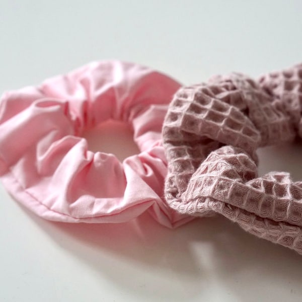 Scrunchie hair tie • pink | Pink | Waffle look | Waffle fabric cotton
