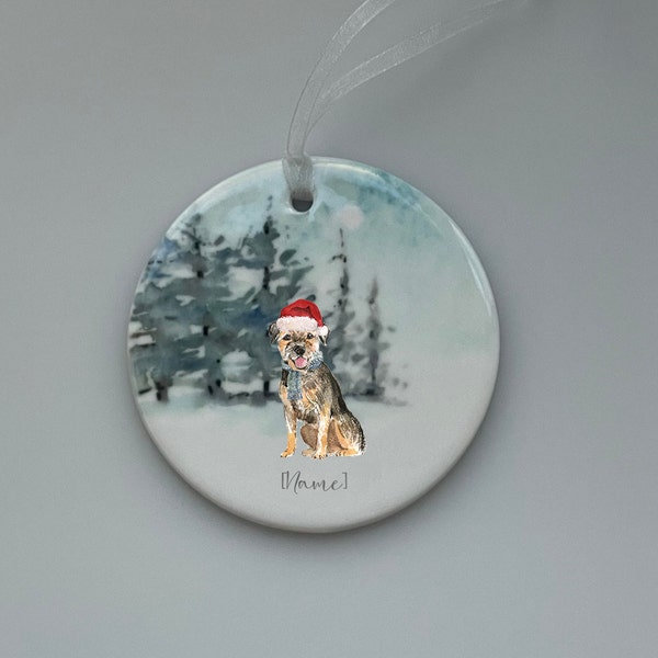 Border Terrier  Scenic Ceramic, Dog Christmas Decoration Dog Gift, Dog Decoration, Tree Decoration, Dog Tree Decoration, Santa dog