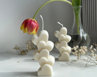 Emily - Heart-shaped candle made of rapeseed wax. Decorative candle. Wedding decoration. Wedding gift.