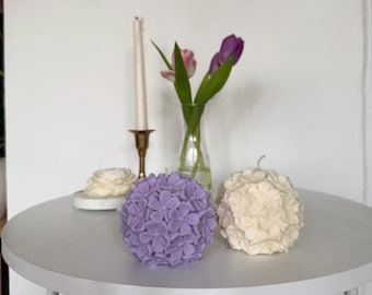 Hydrangea candle made from rapeseed wax. Gift. Home decor. Summer decor. Wedding decor. Spring decor. Floral candle. Valentine's Day