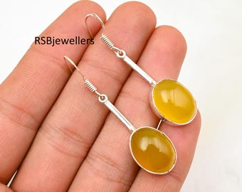 Handmade Yellow Sapphire Sterling Silver Dangle Earrings