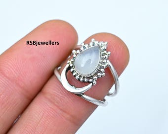 Handmade Moonstone 925 Sterling Silver Boho Ring