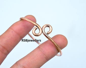 Handmade Solid Copper Bangle, Adjustable Women's Bracelet