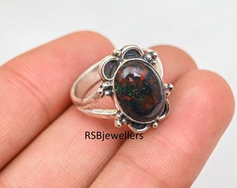 Handmade Oval Bloodstone Ring, 925 Sterling Silver Women's Ring