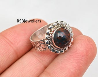 Handmade Sterling Silver Bloodstone Ring, Statement Jewelry
