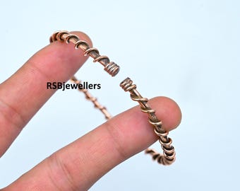 Handmade Solid Copper Bangle, Adjustable Cuff Bracelet
