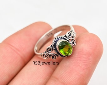 Handmade Oval Peridot Ring, 925 Sterling Silver