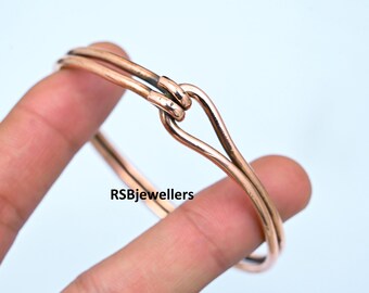 Handmade Solid Copper Bangle, Adjustable Women's Bracelet