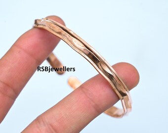Handmade Solid Copper Bangle, Adjustable Cuff