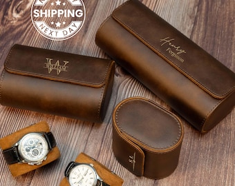 Estuche de cuero para relojes hecho a mano, personalizado, con nombre personalizado, regalo para amantes de los relojes, soporte para relojes para hombres, caja de viaje para relojes.