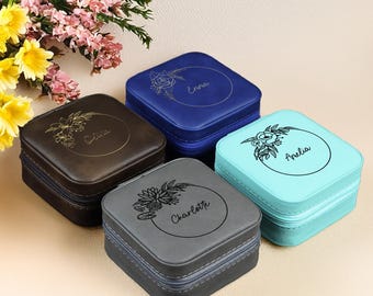 Personalized Name Jewelry Box for Bridesmaids, Jewelry Box Travel, Wedding Bridesmaid Gifts, Personalized Gifts for Her, Mothers Day Gifts