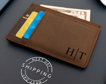 Minimalist Leather Wallet, Slim Card Holder, Fathers Day Gift, Personalized Card Holder, Leather Slim Wallet, Custom Card Holder