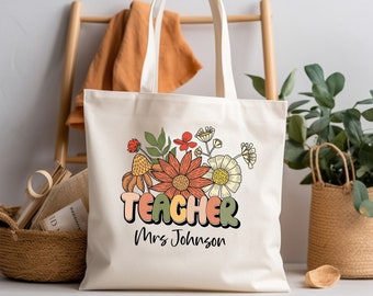 Teacher Tote Bag Personalized Teacher Canvas Tote Custom Teacher Gift ...