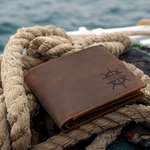 Cartera de cuero RFID personalizada, cartera de cuero genuino grabada personalizada, regalo de aniversario para él, hombres, padre, papá, esposo, novio