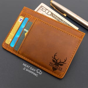 Personalized Slim Wallet, Fathers Day Gift, Anniversary Gifts for Him, Custom Engraved Wallet, Leather Wallet, Memory Gift, Gift for Him