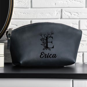 Personalized Makeup Bag, Leather Makeup Bag, Custom Makeup Bag, Custom Cosmetic Bag, Mothers Day Gift, Gift for Her, Birthday Gift for Her