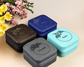 Personalized Name Jewelry Box for Bridesmaids, Jewelry Box Travel, Wedding Bridesmaid Gifts, Personalized Gifts for Her, Mothers Day Gifts