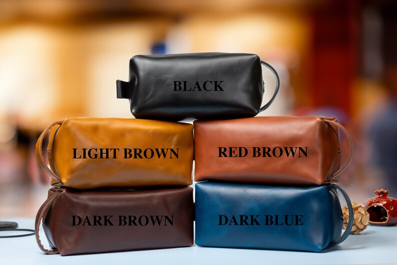 Personalized Men's Leather Toiletry Bag, Groomsmen Gifts, Men's Leather