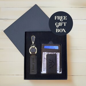 Cartera RFID de cuero delgada personalizada con clip para dinero Cartera para hombre Aniversario, Regalos de San Valentín para esposo, Regalo de San Valentín para él