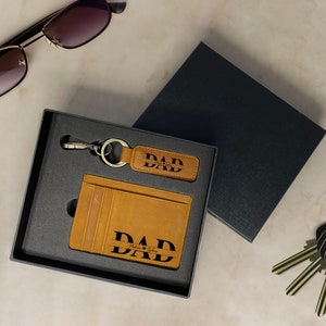 Regalo personalizado para papá, llavero de billetera para papá, juego de llavero de billetera delgada personalizado, regalo personalizado para papá, regalo del día del padre, regalo para ella