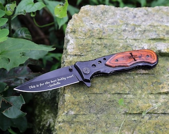 Fathers Day Gift from Daughter, Personalized Engraved Pocket Knife Gift, Father's Day Gift from Wife, First Father's Day Gift from Kids