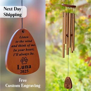 Black Double Side Personalized Engrave Pet Memorial,Outdoor Wind Chime,Pet Lose Remenbering Gift,Outside Sketch Dog Cat Loss Sign for Garden