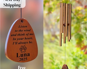 Black Double Side Personalized Engrave Pet Memorial,Outdoor Wind Chime,Pet Lose Remenbering Gift,Outside Sketch Dog Cat Loss Sign for Garden