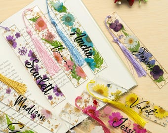 Personalized Pressed Flower Bookmark, Daisy Resin Bookmark, Custom Bookmark With Name, Floral Bookmarks For Women, Reader Gift, Gift For Her
