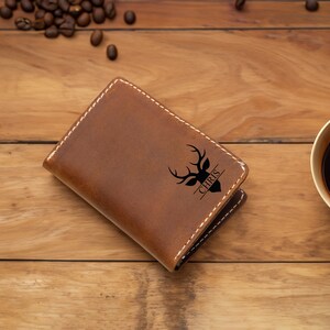 Billetera delgada personalizada, billetera de cuero grabada, regalo para él, regalo para novio, regalo del día del padre, regalo para papá, regalo para esposo