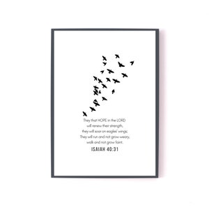 Catholic Wall Art. Bible Verse. Hope. Minimalist
