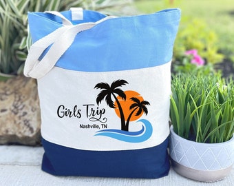 Personalized Girls Trip Bag, Girls Travel Bag, Girls Trip Gift, Girls Beach Bag, Girls Weekend Gift, Custom Gift Bag, Girls Vacation Gift