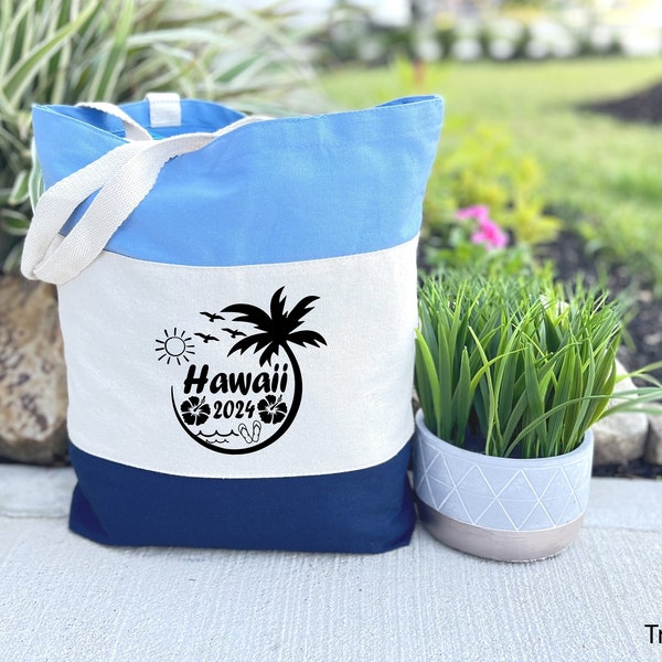 Hawaii 2024 Tote Bag, Hawaii Trip Bag, Women Hawaii Beach Bag, Hawaii Vacation Gift, Hawaii Summer Bag, Hawaii Girls Trip Gift, Holiday Gift