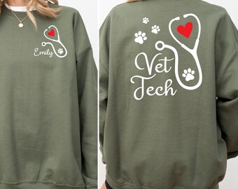 Sudadera personalizada para técnico veterinario, sudadera de regalo para técnico veterinario, sudadera con capucha veterinaria, regalo para técnico veterinario, regalos veterinarios, sudadera con capucha veterinaria, Semana de la Tecnología Veterinaria
