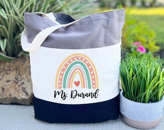 Teacher Tote Bag, Teacher Gift, Custom Teacher Name Bag, Back To School Gift, Personalized Teacher Gift Bag, Teacher Appreciation Gift