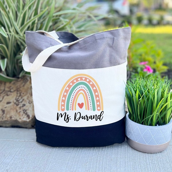 Teacher Tote Bag, Teacher Gift, Custom Teacher Name Bag, Back To School Gift, Personalized Teacher Gift Bag, Teacher Appreciation Gift