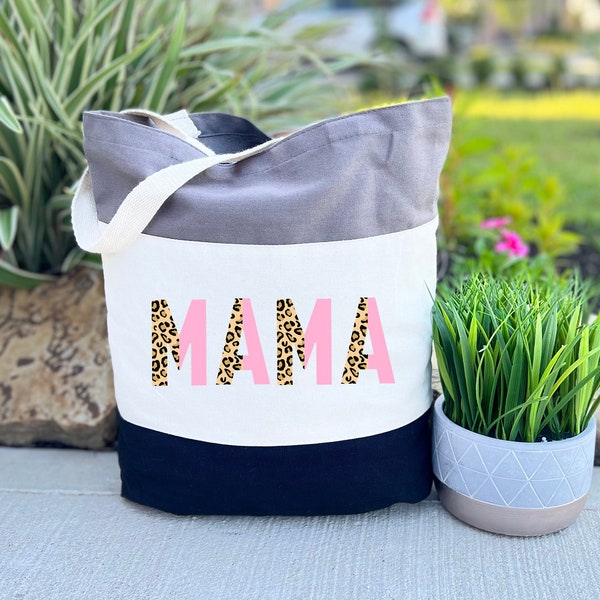 Leopard Mama Tote Bag, Mama Tote Bag, Gift for Mom, Mothers Day Gift, Mama Birthday Gift, Mom Appreciation Gift, Baby Shower Gift, Mama Gift