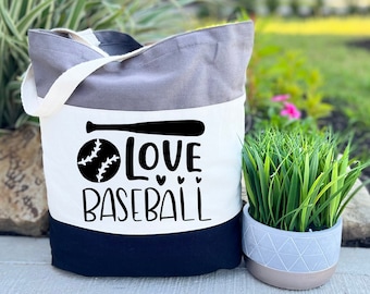 Love Baseball Tote Bag, Baseball Tote Bag, Baseball Lover Gifts, Sports Tote Bag, Women Baseball Bag, Baseball Fan Gift, Christmas Gift