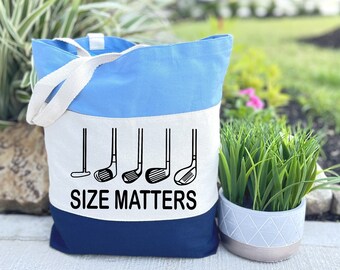 Golf Tote Bag, Size Matters Golf Bags, Golf Lover Gifts, Funny Golf Bag, Gifts for Golfers, Golf Clubs Totes, Gift for Men, Golf Sport Bags