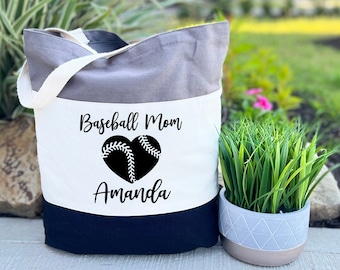 Personalized Baseball Tote Bag, Baseball Mom Tote Bag, Sports Mom Bag, Gifts For Mom, Mothers Day Gift, Baseball Gifts, Baseball Lover Gifts