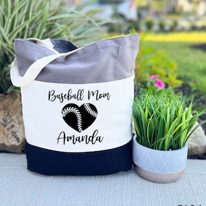 Personalized Baseball Tote Bag, Baseball Mom Tote Bag, Sports Mom Bag, Gifts For Mom, Mothers Day Gift, Baseball Gifts, Baseball Lover Gifts