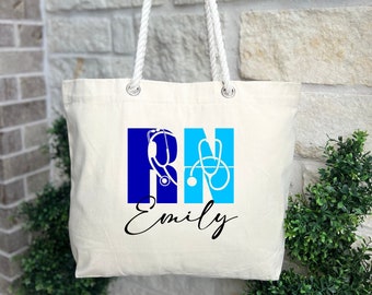 Custom RN Tote Bag, RN Gifts, Nurse Gift Bag, Gifts for RN, Nurse Appreciation Gifts, Nurse Week Tote Bag, Registered Nurse Tote Bag
