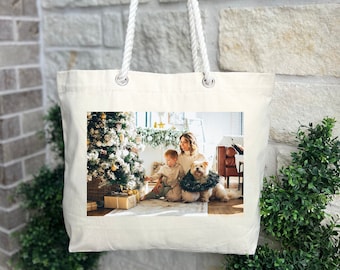 Custom Picture Gifts, Family Picture Gift, Custom Family Photo Tote Bag, Gift For Mom, Photo Gifts, Tote Bag, Personalized Gifts, Large Tote