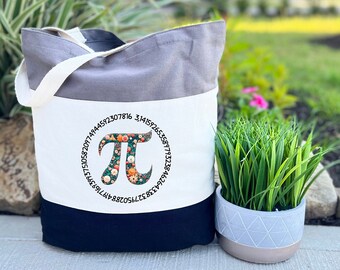 Pi Symbol Tote Bag, Math Equations Bag, Happy Pi Day Tote Bag, Math Teacher Bag, Gift For Math Teacher, Math Lover Bag, Pi Day Book Bag