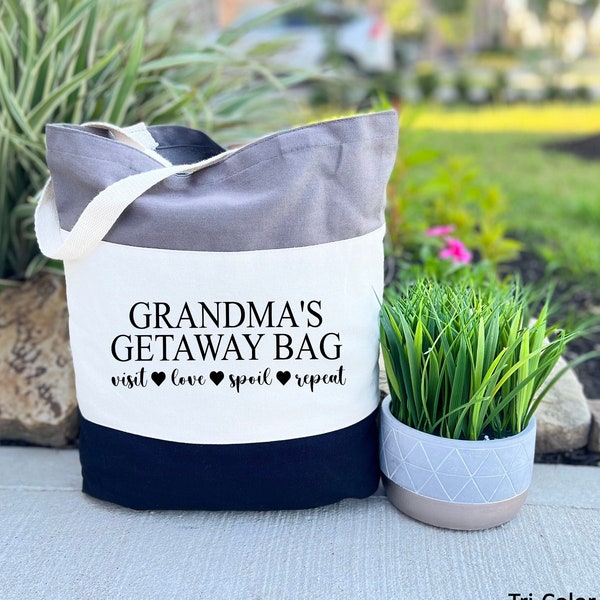 Grandma's Getaway Tote Bag, Visit Love Spoil Repeat Bag, Mothers Day Gift, Best Grandma Bag, Funny Grandma Gift, Christmas Gift for Grandma